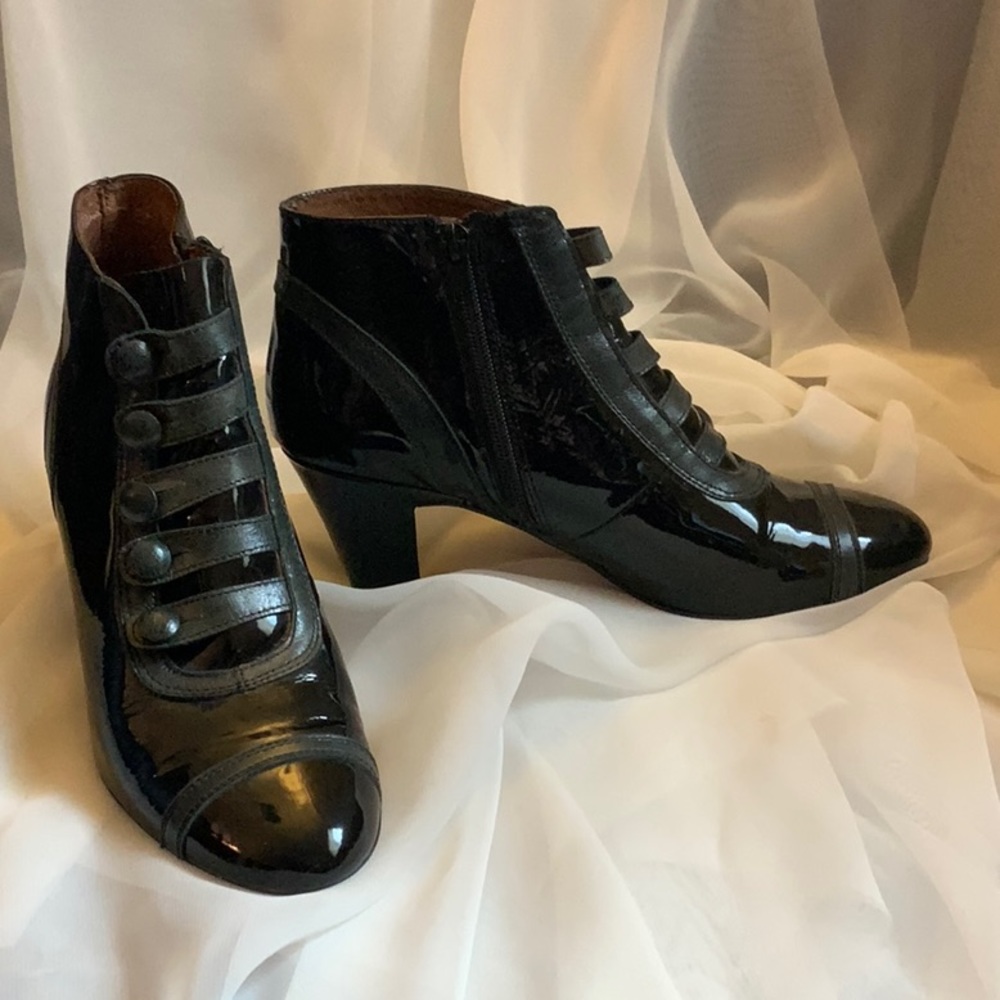 Patent Leather Granny Ankle Boots by Re-Mix Deluxe.